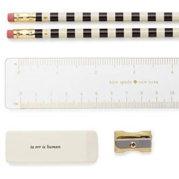 Kate Spade Seersucker Pencil Case Zip Pouch Navy Blue Office School Supplies NWT - Picture 4 of 6